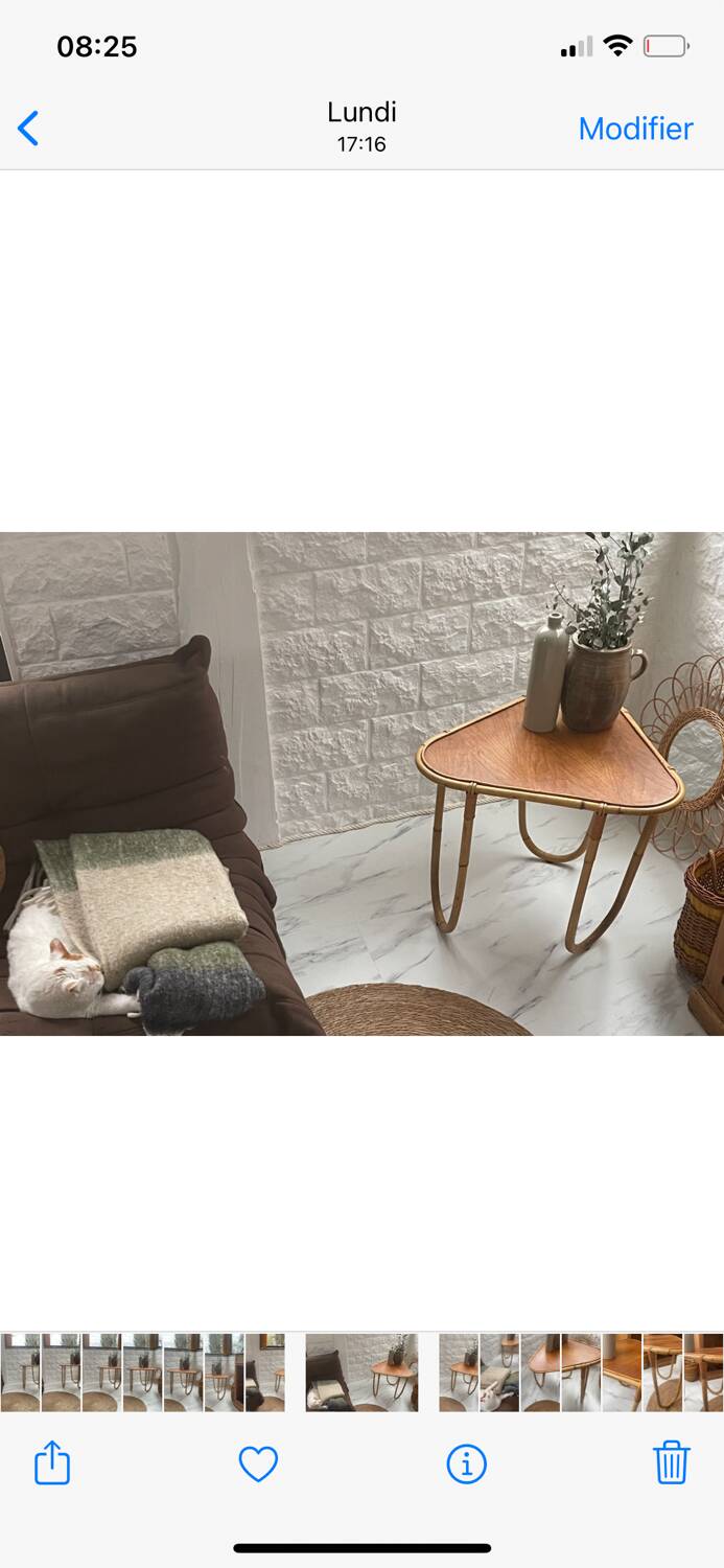 Small banbou tripod table from the 70s