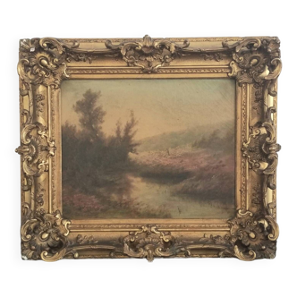 Old French school painting 19th century - oil on canvas signed - 50×58 cms