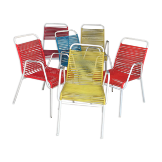 Lot of 6 vintage scoubidou chairs