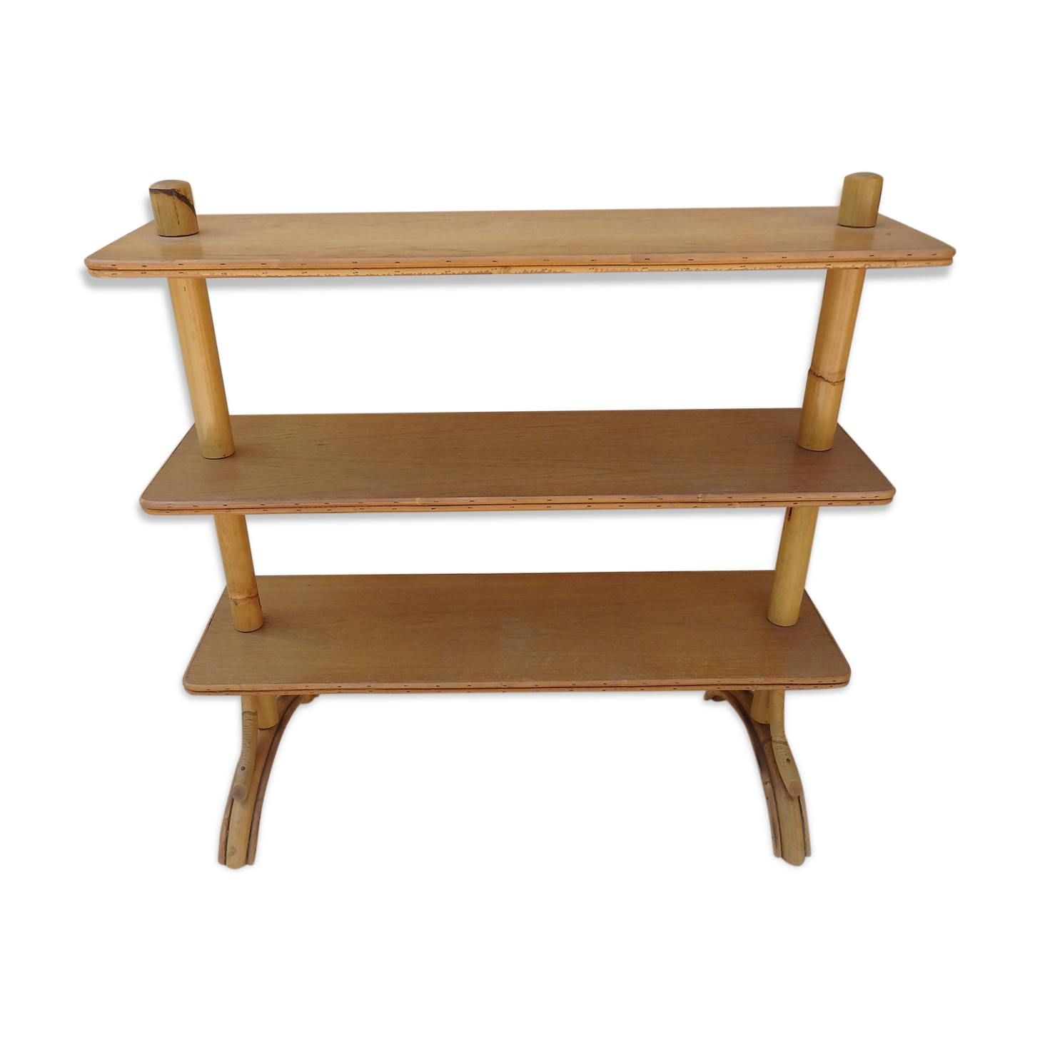 Vintage rattan shelf on feet