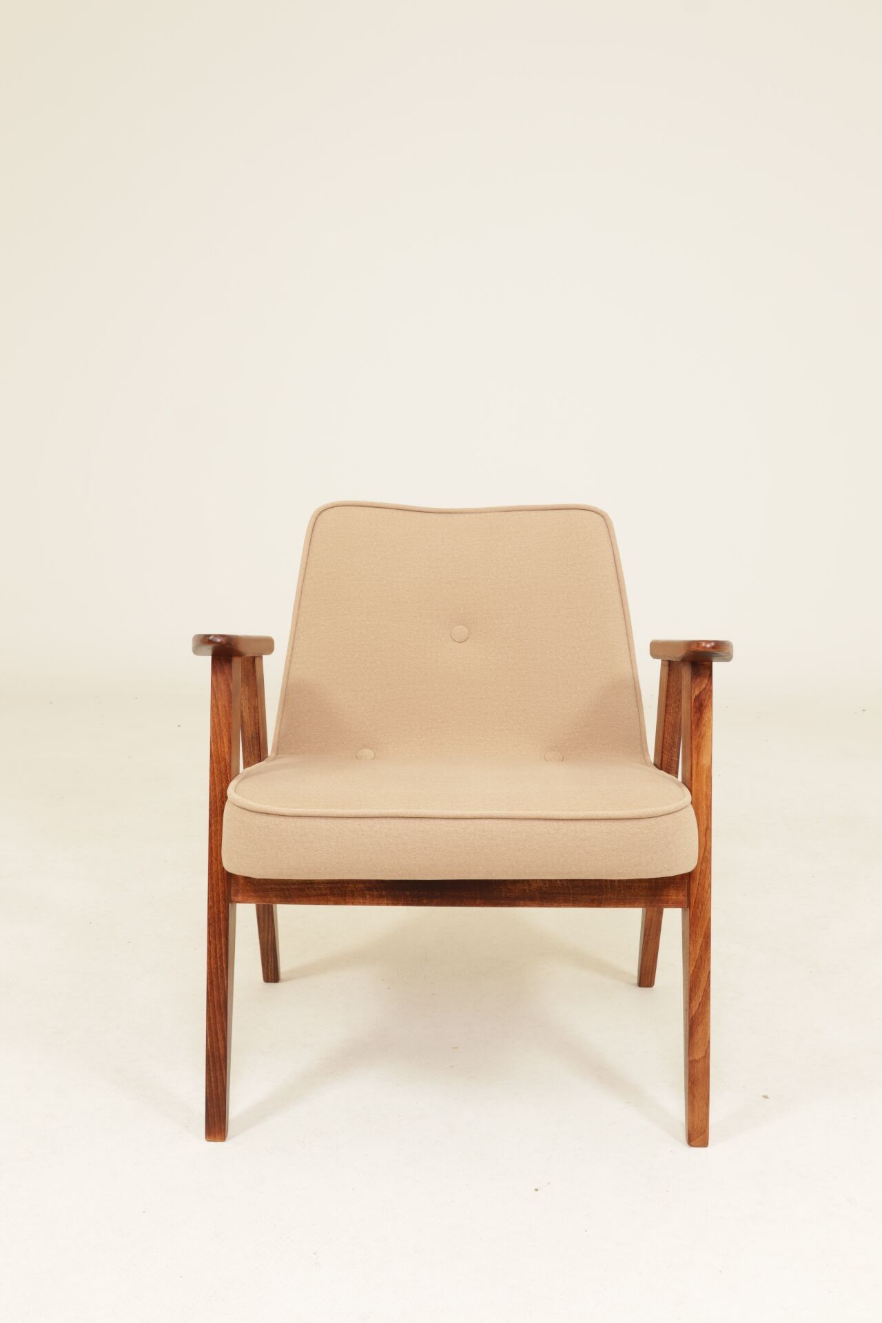 Vintage chair in beige velvet designed by Chierowski.