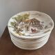 Set of 12 flat plates in Gien earthenware, Ludlow model, chic countryside dining.