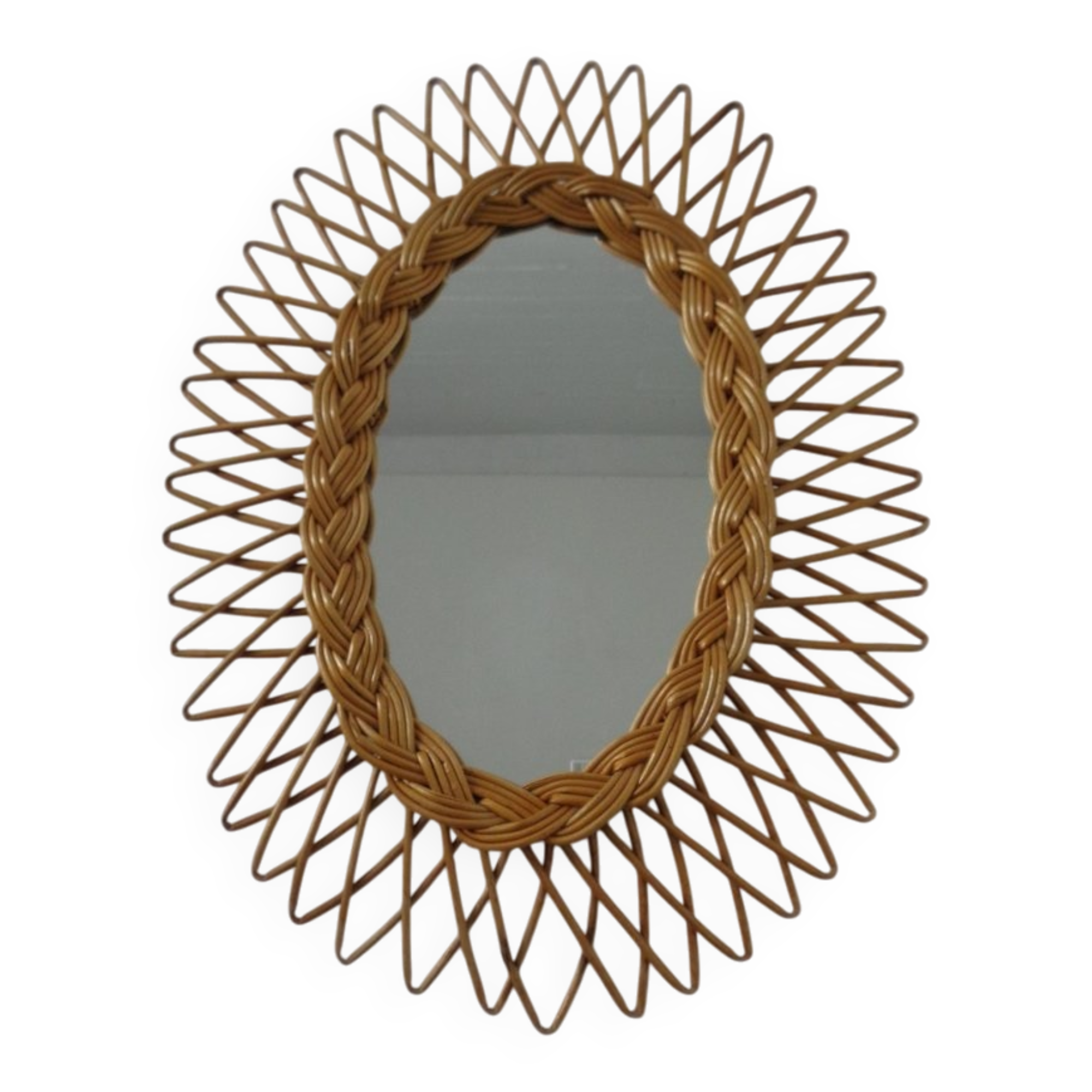 Italian rattan mirror, 1960s