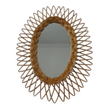 Italian rattan mirror, 1960s