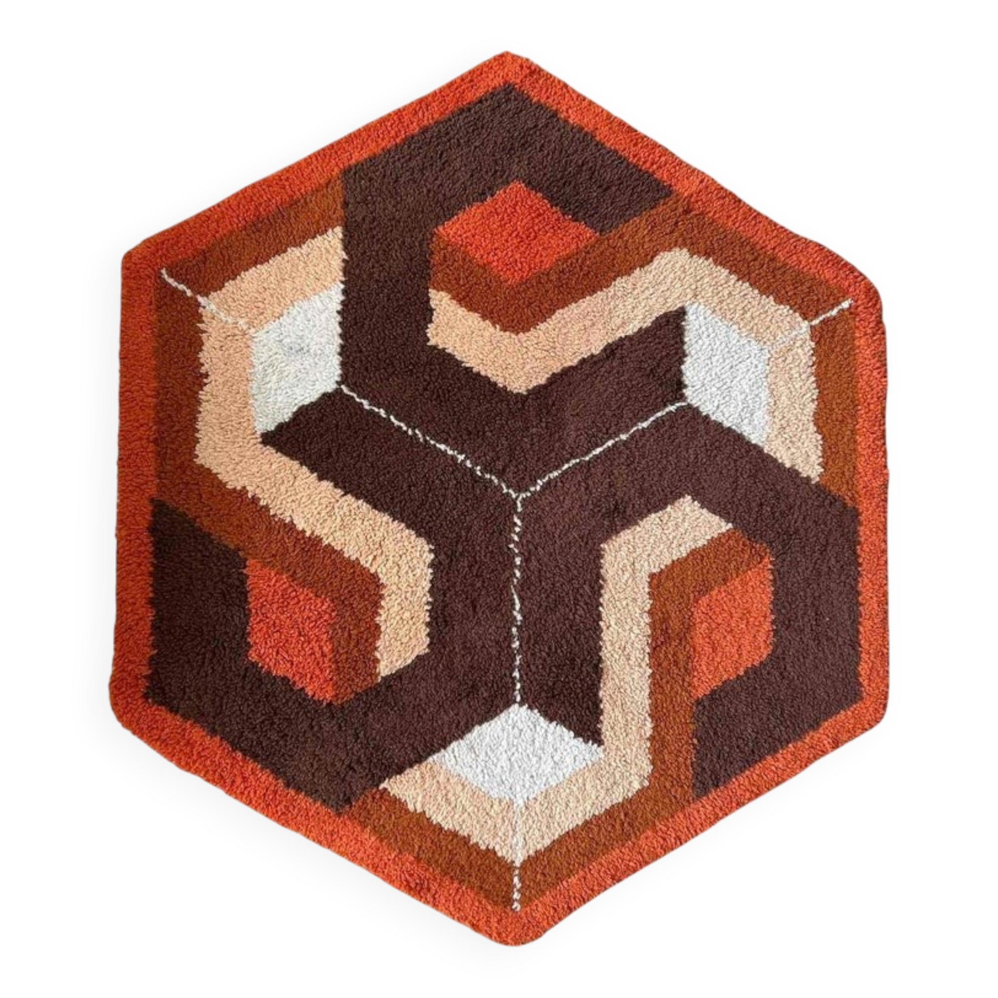 Midcentury Rare Carpet or Rug Hexagon, Denmark, 1960s
