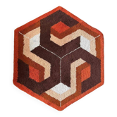Tapis ou moquette hexagonale rare du milieu du siècle, Danemark, années 1960.