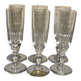 6 Baccarat crystal Renaissance champagne flutes + gold box
