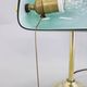 1930s Art Deco Brass  Banker Table Lamp with Glass Shade, Czechoslovakia