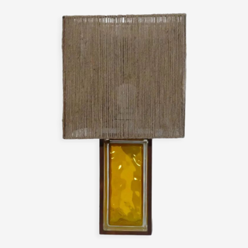 Scandinavian lamp in rosewood and glass 1970