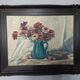 Grande huile sur toile, vase fleuri, Gustav Choley