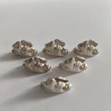 Set of 6 solid silver knife holders