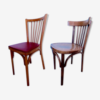 Duo de chaises bistrot  vintage Baumann années 60