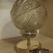 Vintage textured amber moulded globe bedside lamp