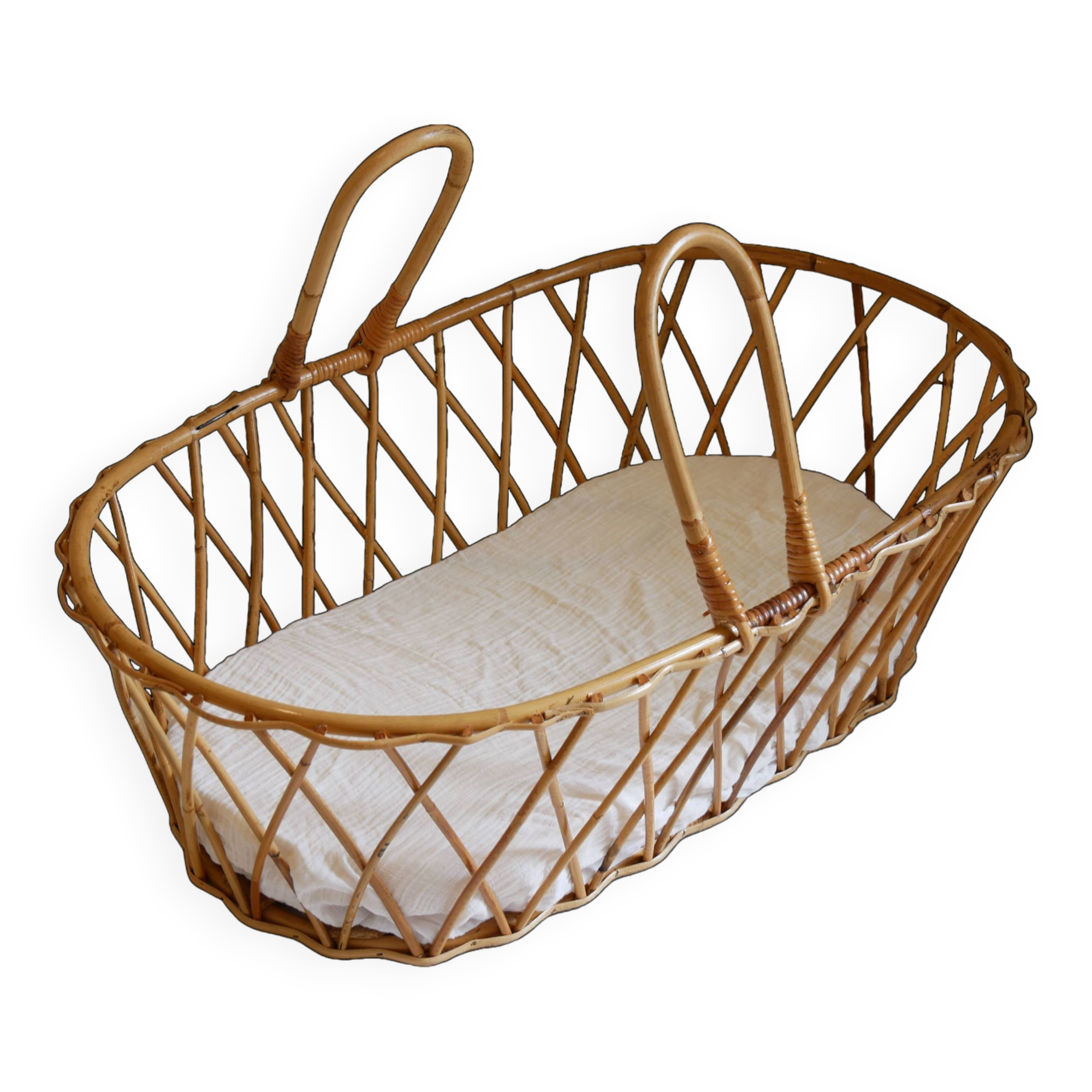 Vintage rattan bassinet