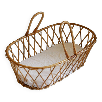 Vintage rattan bassinet