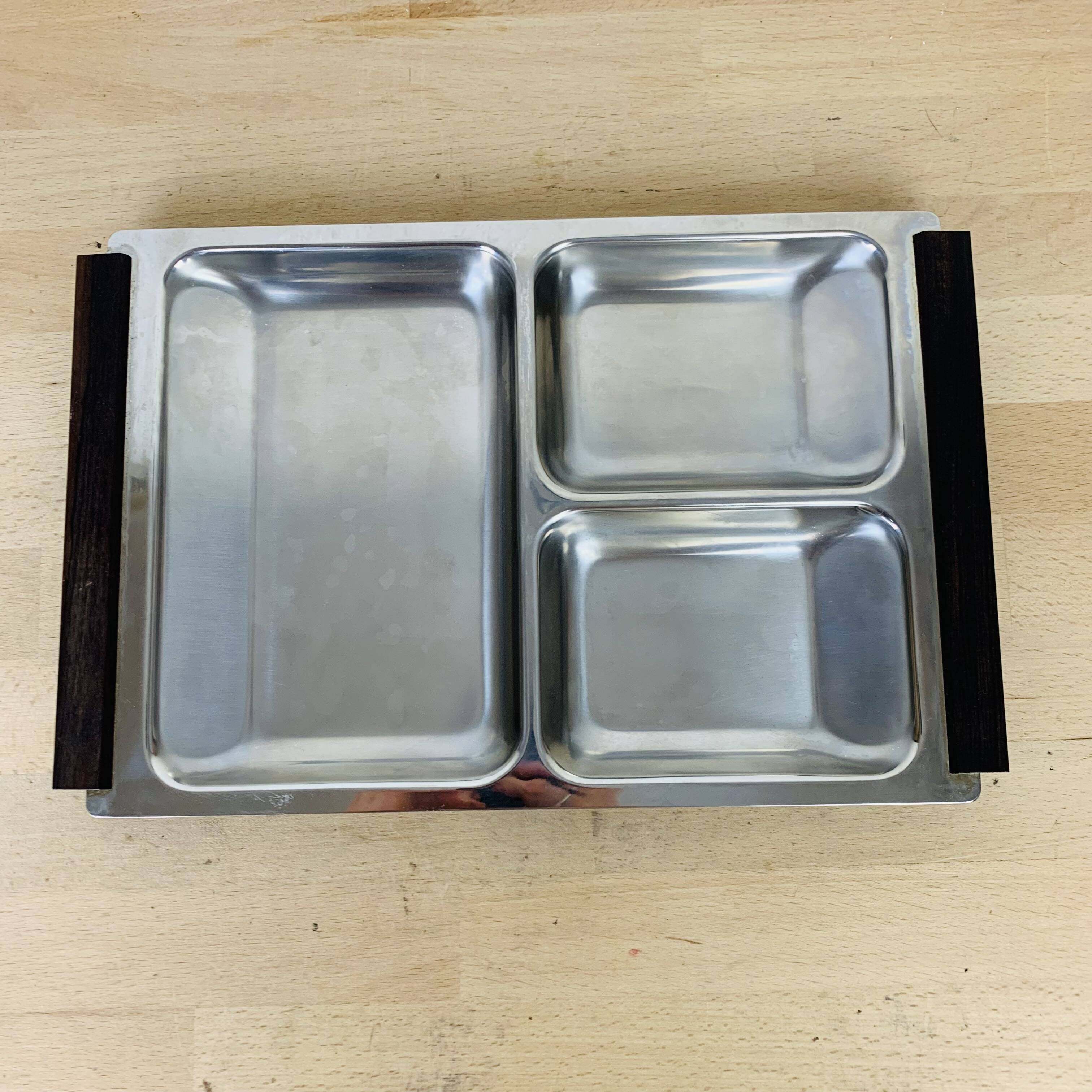 Danish Scandinavian teak stainless steel appetizer tray