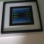 Tableau Vintage Art Optique - Victor Vasarely - Frame 40x40cm