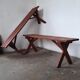Paire de bancs pliant de  jardin  en bois