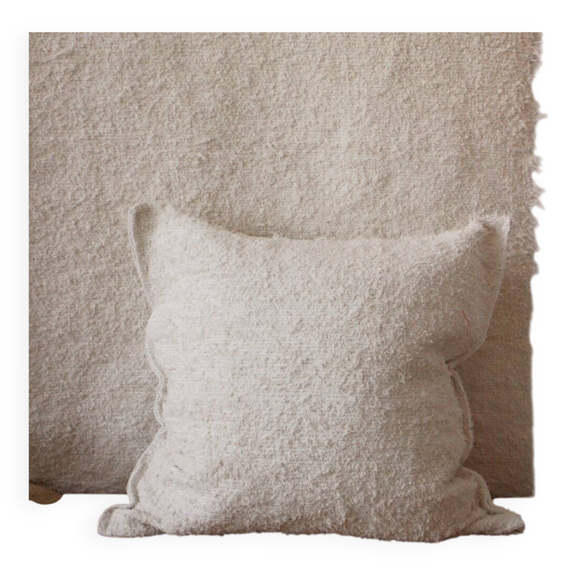 Housse de coussin artisanale en coton recyclé tissé main