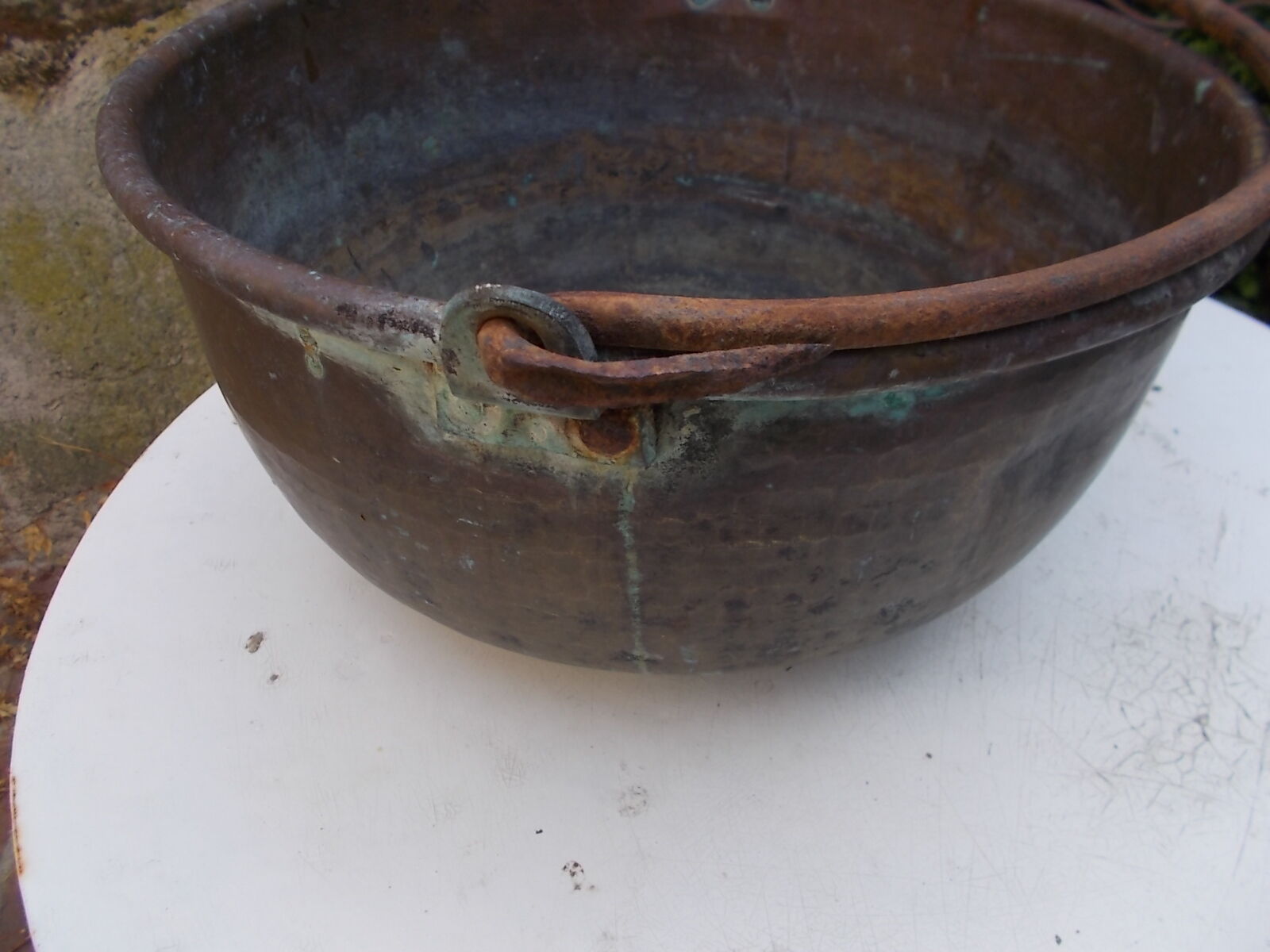 Copper cauldron, planter