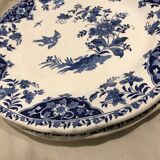 Lot of 5 flat plates and 5 plates Gien 1960, blue and white hollow