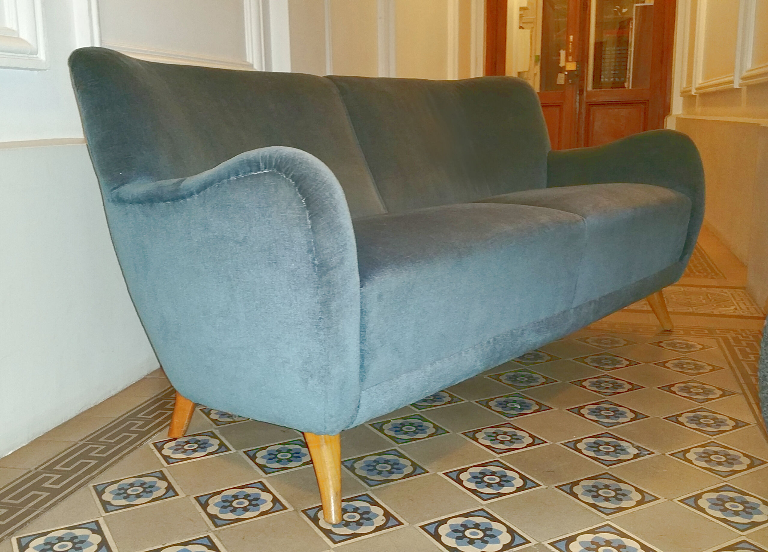 Sofa sofa 3 seats 50/60s Danish sculptural