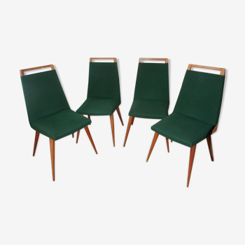 Set of 4 Scandinavian style vintage fabric chairs
