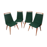 Set of 4 Scandinavian style vintage fabric chairs