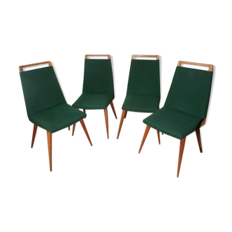 Set of 4 Scandinavian style vintage fabric chairs