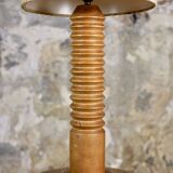 Large turned wood table lamp, France, 1950s