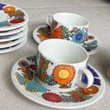 Ensemble sous-tasses, tasses, ramequin porcelaine service Acapulco Villeroy et Boch