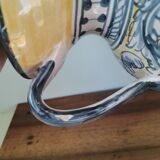 Vintage hand-painted carafe signed ceramic plant pattern