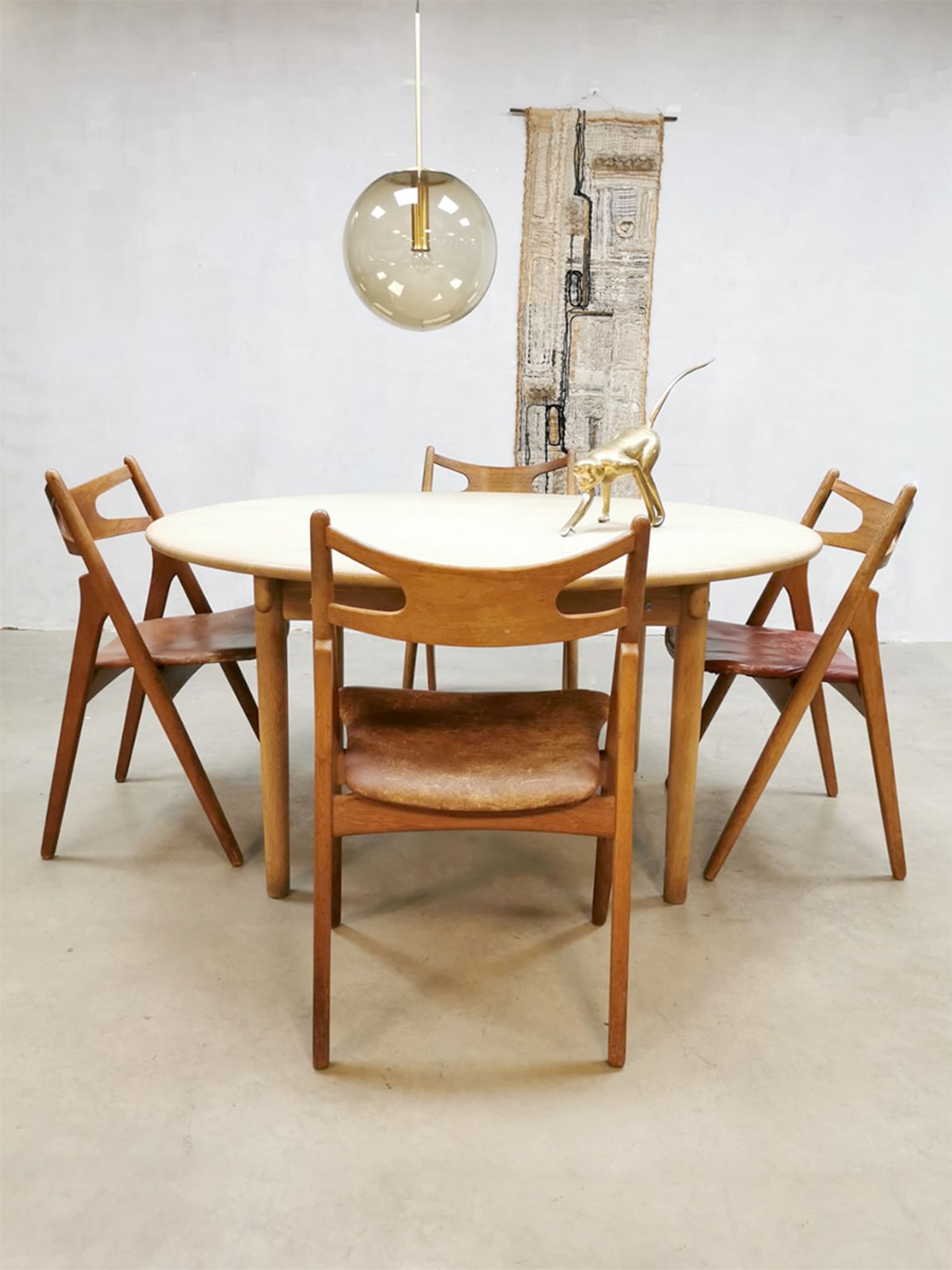 Midcentury danish dining chairs ‘sawbuck’ hans wegner