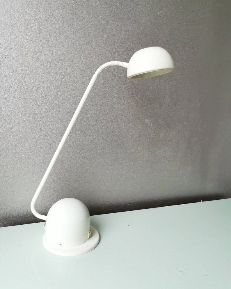 White metal desk lamp Vrieland 80s