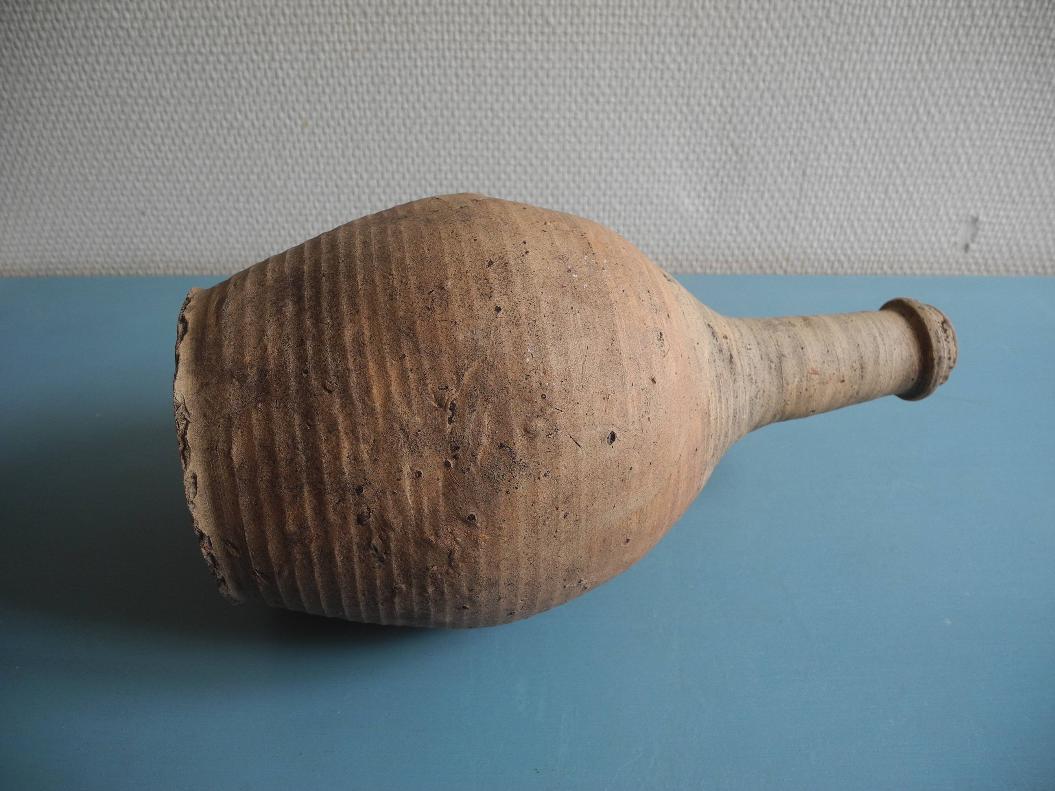 antique rustic decorative terracotta pottery bottle