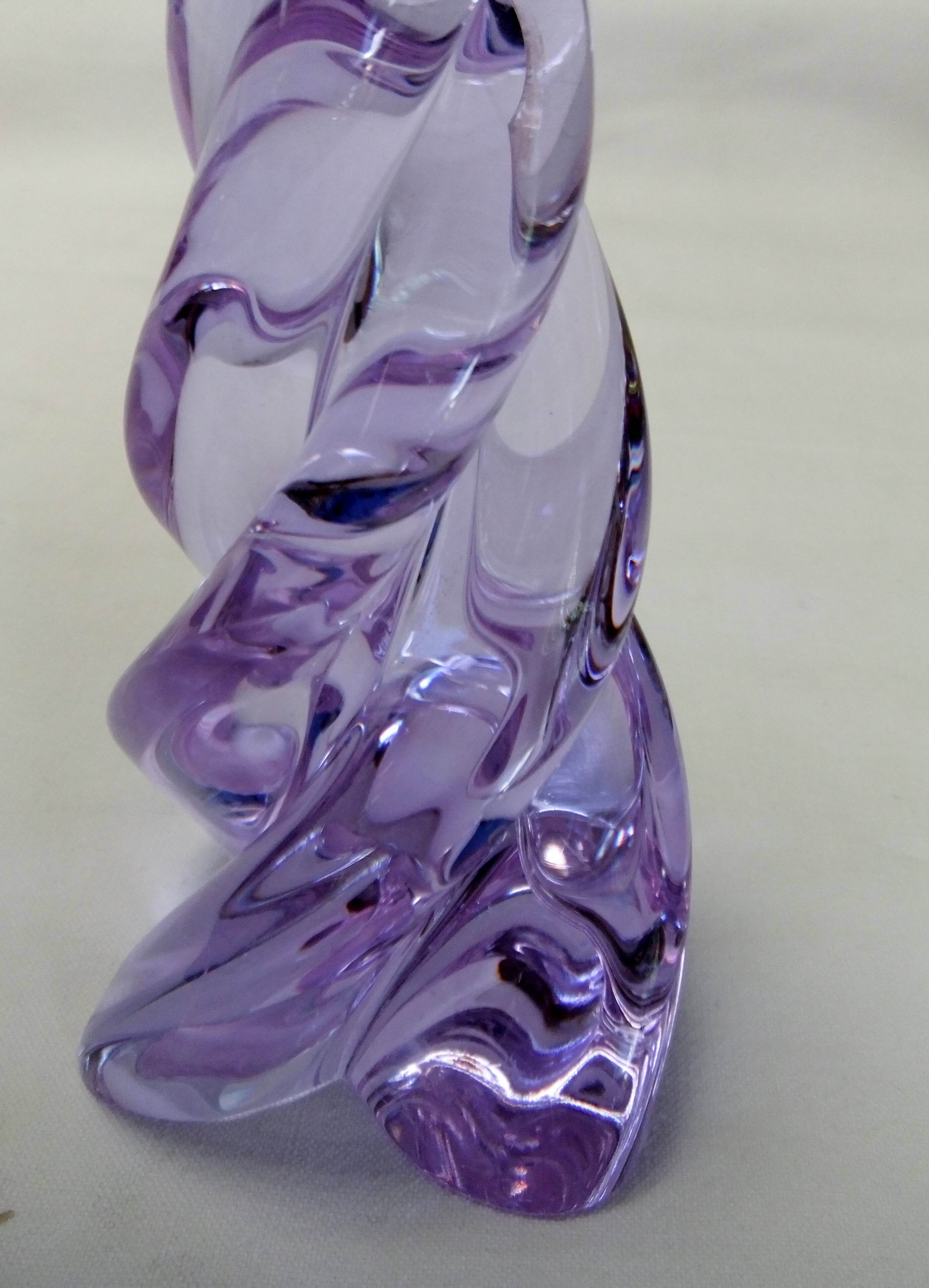 Sèvres crystal lamp signed Torsade purple foot