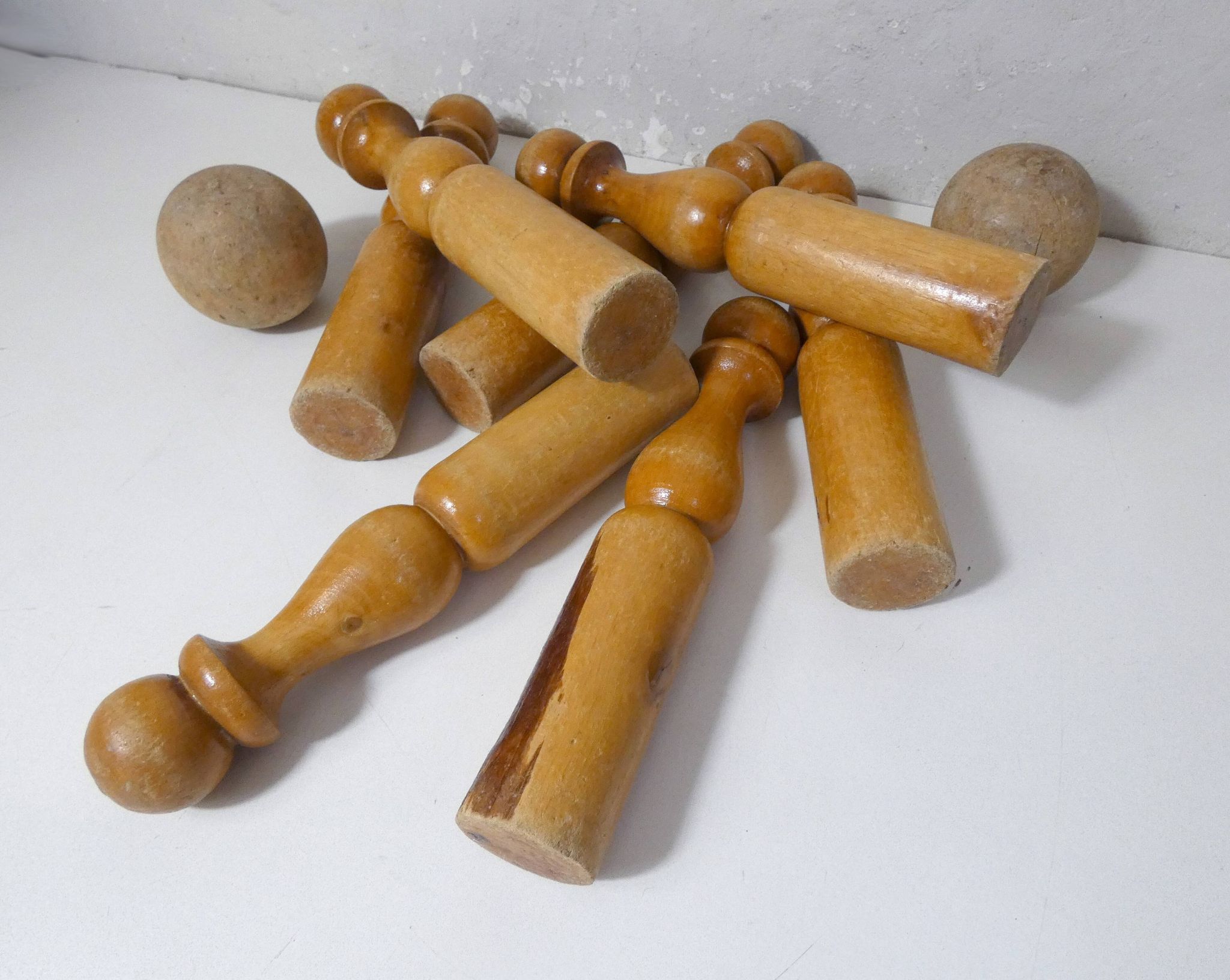 Old wooden bowling game