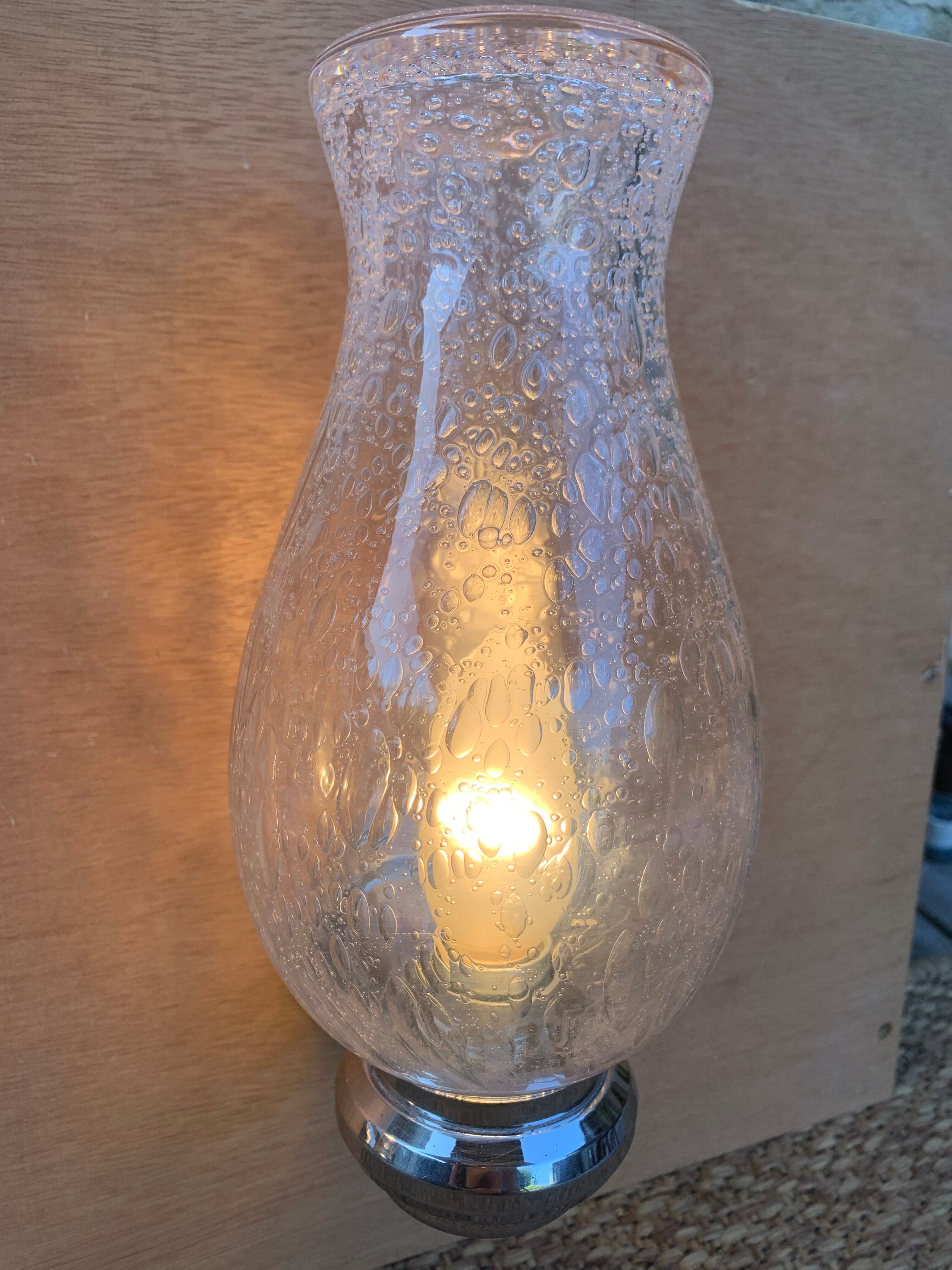 Pair of murano glass and chrome brass wall lights by keuco