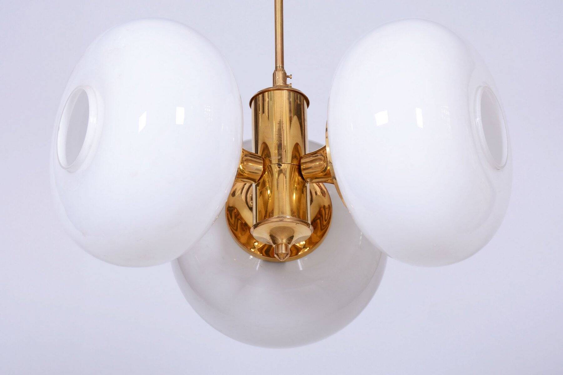 Mid-Century Chandelier in Brass and Glass by Kamenický Šenov, Czech, 1960s