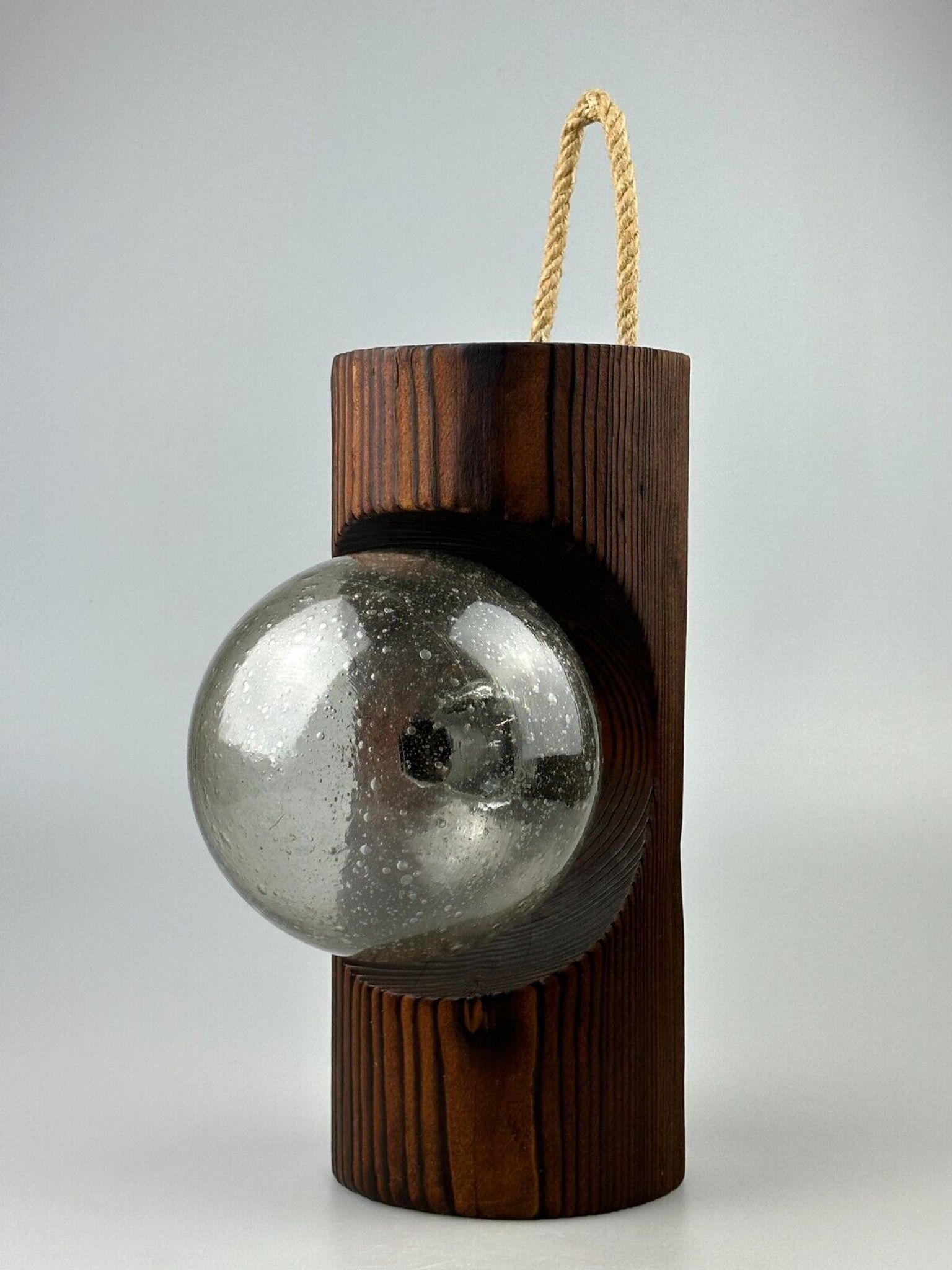 60s 70s Wall Lamp Wood Glass Wall Sconce Brutalist Temde Leuchten Switzerland