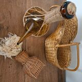 Catalan bottle in amber glass and wicker