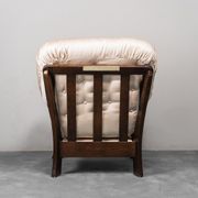 Fauteuil en tissu beige 70s vintage moderne
