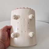 Old dish and asparagus drainer Barbotine ceramic