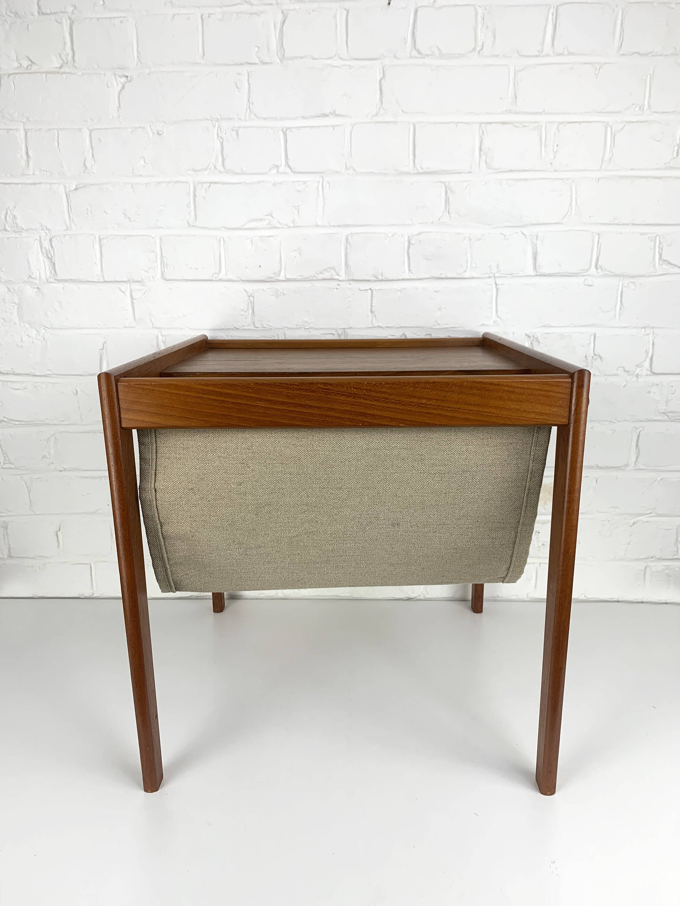 Danish teak side table with magazine rack, 1960s