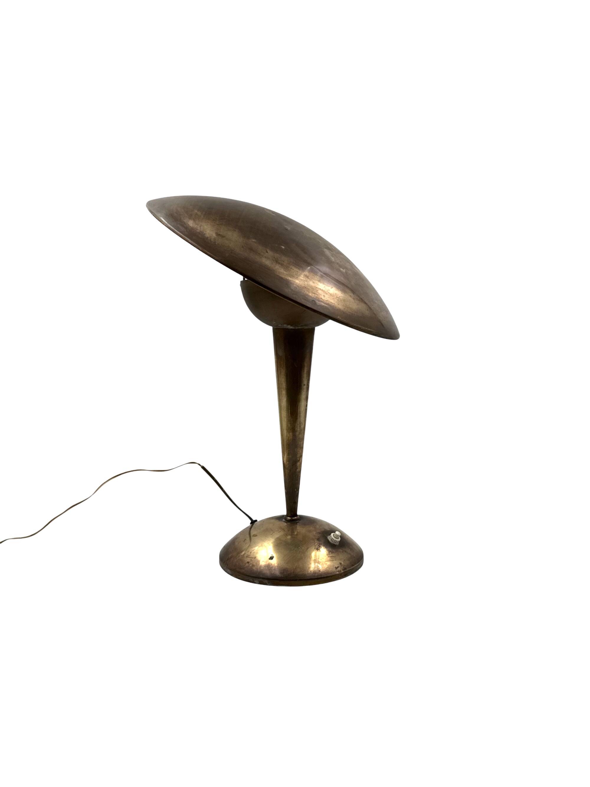 Mid-century modern brass adjustable table lamp, Italy circa 1950
