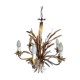 Chandelier ear of wheat years 60/70 6 branches gold metal 103 cm