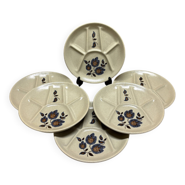 Saint-Amand Sologne - 6 compartmentalised fondue plates