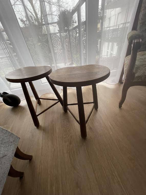 Solid oak tripod stools