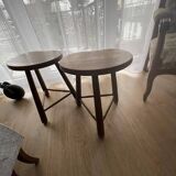 Solid oak tripod stools