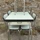 JPP pale green formica table, 4 chairs, 1 stool, 1950s